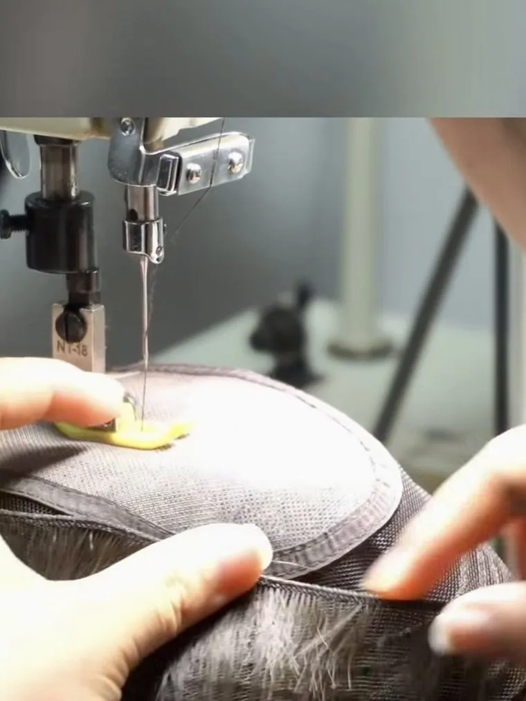 Sewing lace onto the base cap